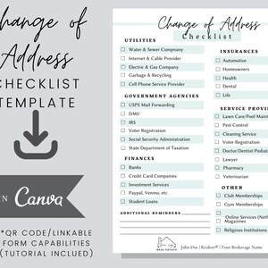 Change of Address Checklist Template (Real Estate) - Editable