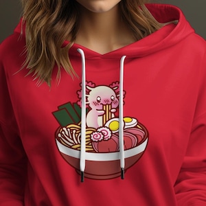 Axolotl Eating Ramen Hoodie, Axolotl Hoodie, Axolotl Lover Gift, Axolotl Gifts, Axolotl Clothing, Axolotl Fan Clothing
