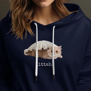 Kittah Silly Cat Under Basket Hoodie - Funny Cat Lovers Gift