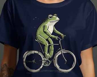 Maglietta con rana in bicicletta: un regalo divertente per gli amanti degli animali.