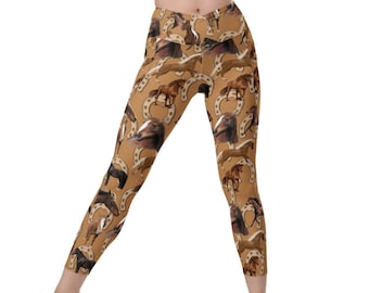 Horse Crossover Waist Leggings with pockets
