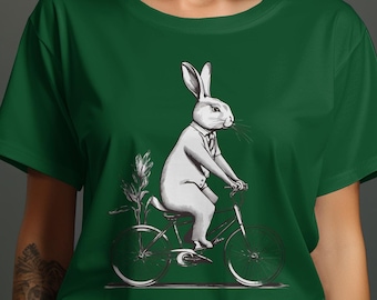 Rabbit on Bicycle T-Shirt: Funny Animal Lover Tee