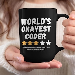 El programador más aceptable del mundo / Taza de café de cerámica negra brillante de doble cara / Regalo divertido y sarcástico