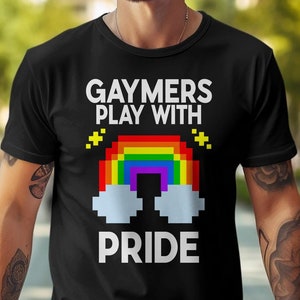 Gaymers Play With Pride T-Shirt: LGBTQ Pride Gift Tee