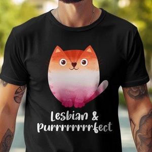 レズビアンキャットプライド月間Tシャツ：LGBTQ平等Tシャツ