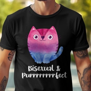 Bisexual Cat Pride Month T-Shirt: LGBTQ Pride Gift