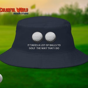 Funny Golf Embroidered Bucket Hat: Unisex Cotton Twill