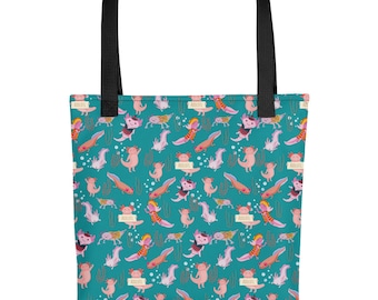 Axolotl Pattern Tote Bag: Trendy Women&#39;s Grocery Bag
