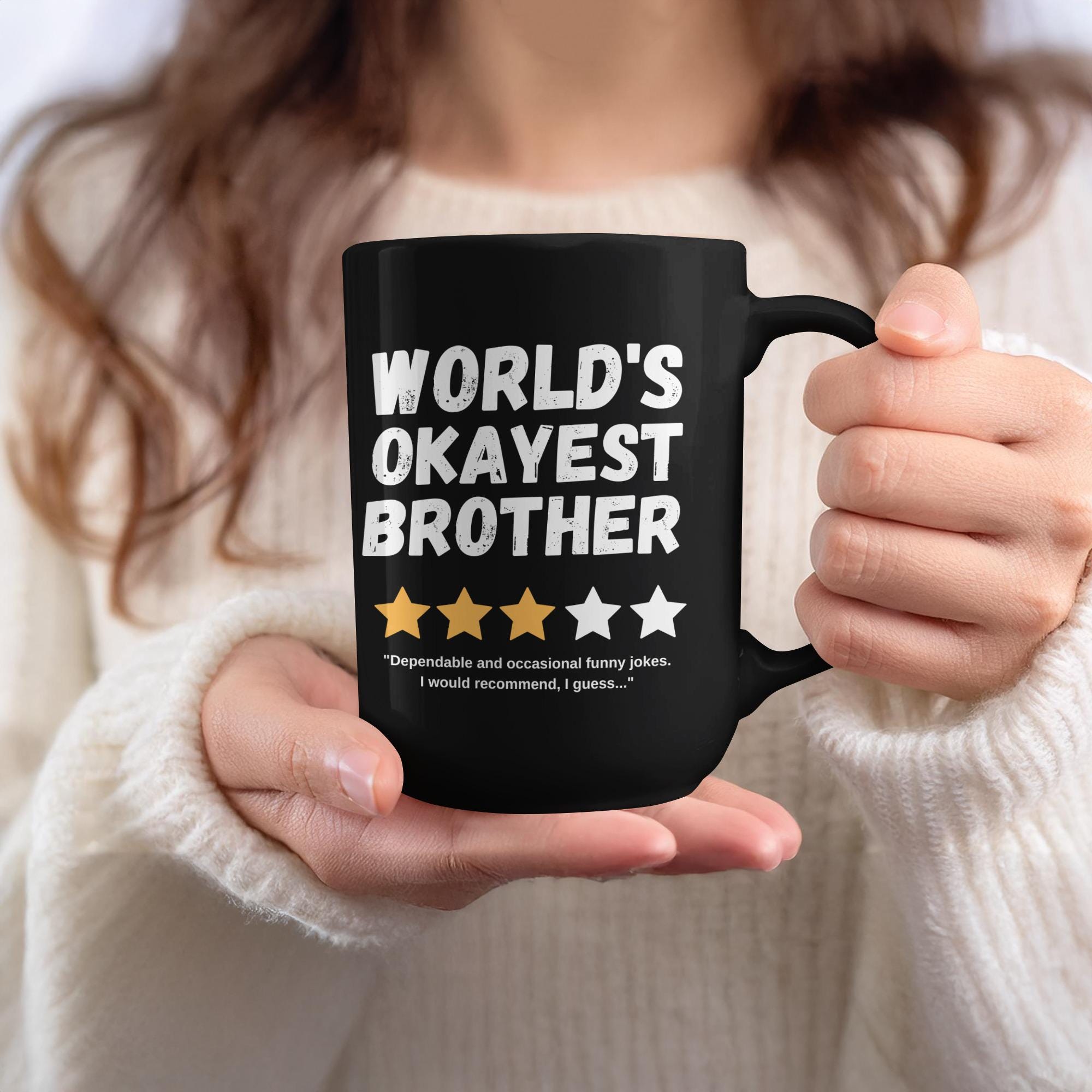 World's Okayest Brother | Black Glossy Double-sided Ceramic Coffee Mug |  Funny Sarcastic Gag Gift - Etsy
