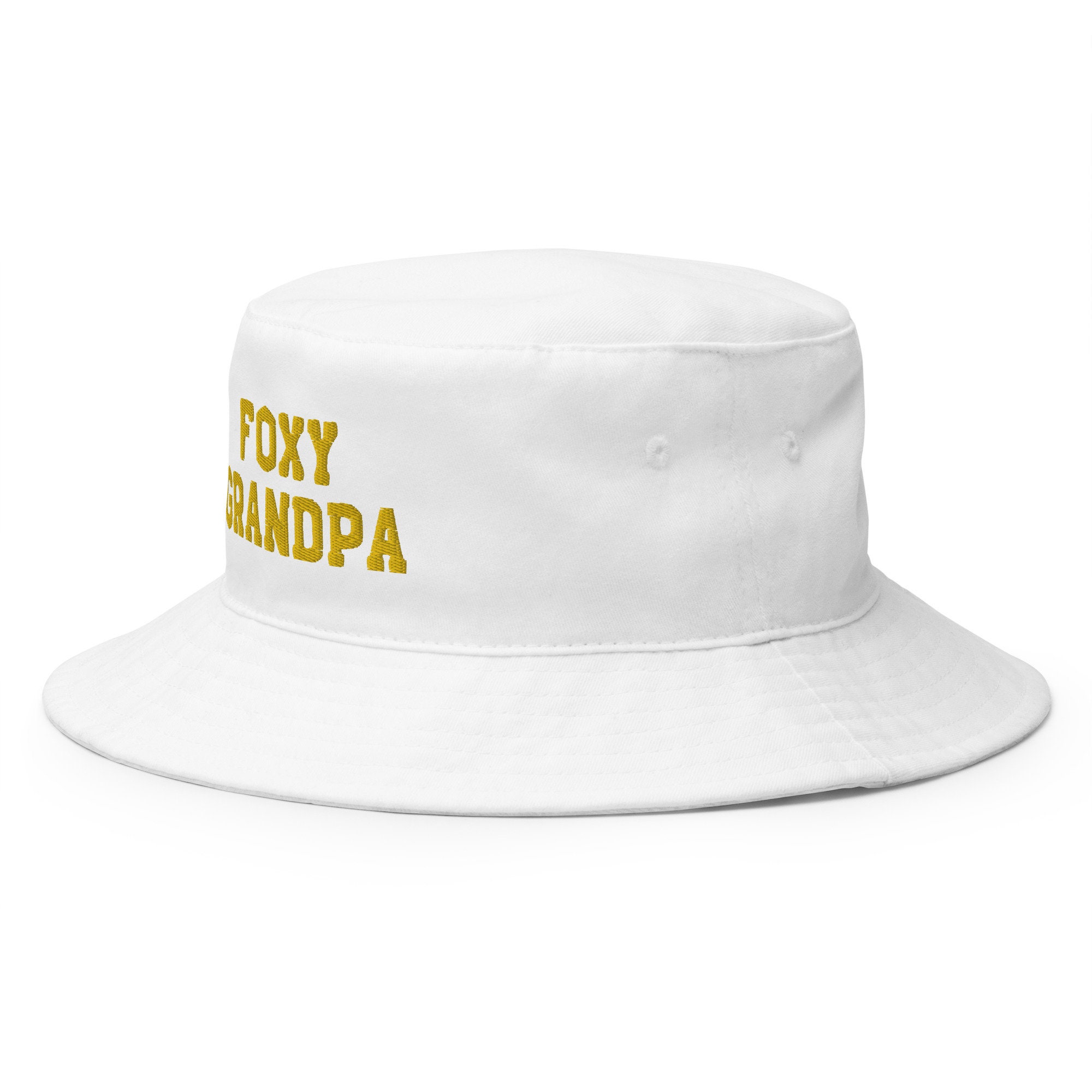 Foxy Grandpa Embroidered Bucket Hat: Funny Unisex Cotton