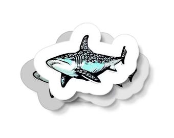 Artsy Shark Decal | Fun Fish Diecut Vinyl Sticker | For Laptop Water Bottle Window Phone