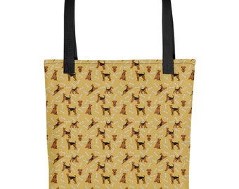 Airedale Dog Pattern Tote Bag: Trendy Women&#39;s Grocery Bag