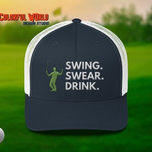 Schaukel. Schwöre. Trucker Mütze | Lustige Golf bestickte Netzkappe | Geschenk für Golfer