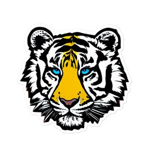 Cartoon Tiger Decal | Fun Big Cat Diecut Vinyl Sticker | For Laptop Water Bottle Window Phone