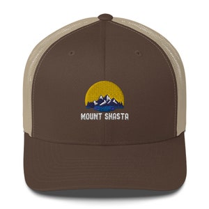 Mount Shasta Trucker Hat | Fun Hiking Embriodered Mesh Back Cap | Gift for Mountain Climbers