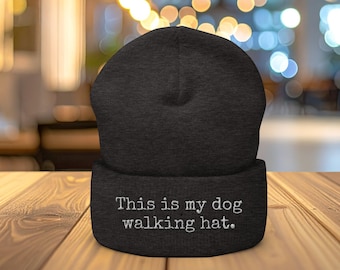 Beanie hondenuitlaatmuts: geborduurde acryl beanie met omslag