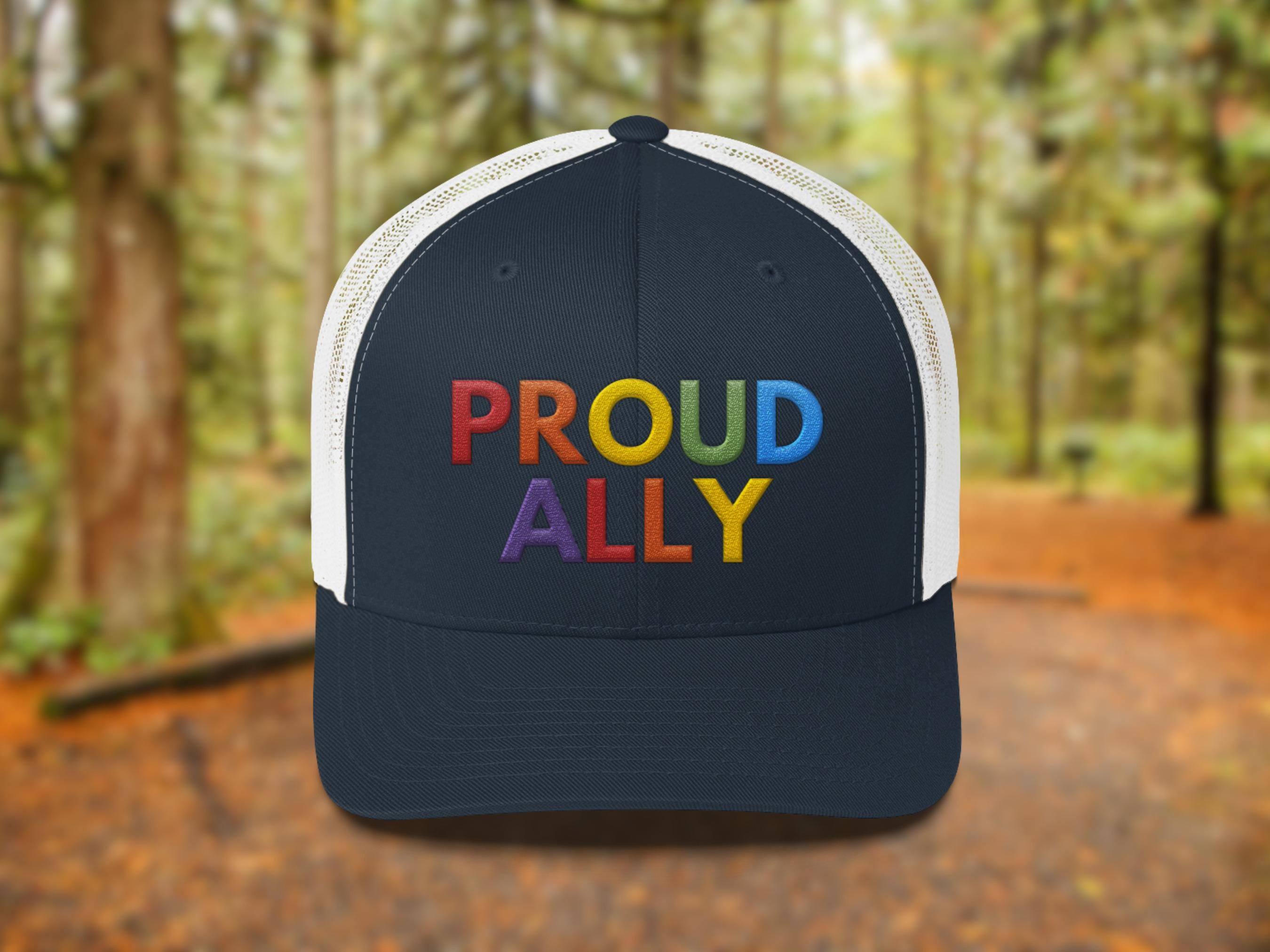 Proud Ally Embroidered Trucker Hat | Pride Mesh Back Cap - Etsy