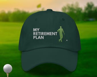 Gorra con el logo de "Mi plan de jubilación" / Gorra bordada divertida para papá / Regalo para golfistas