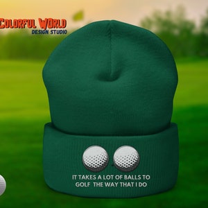 Funny Golf Beanie: Embroidered Cuffed Hat, Gift for Golfers