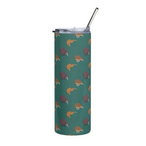 Vaso de acero inoxidable Kiwi Bird con tapa y pajita / taza de 20 oz para regalo de agua para amantes de los animales