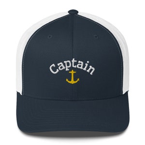 Captain Trucker Hat | Fun Boating Embriodered Mesh Back Cap | Gift for Boat Lovers