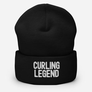 Curling Legend Beanie | Funny Winter Sport Embroidered Cuffed Beanie | Gift for Sports Enthusiast