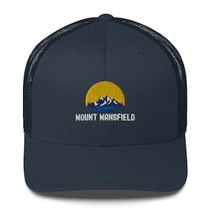 Mount Mansfield Trucker Hat | Fun Hiking Embriodered Mesh Back Cap | Gift for Mountain Climbers