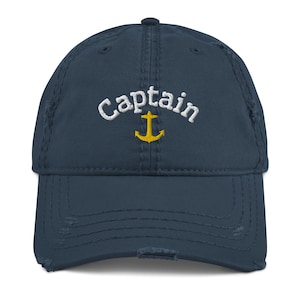 Kapitänsmütze | Fun Boating Embriodered Distressed Dad Cap | Geschenk für Bootsliebhaber