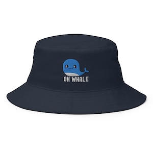Oh Whale Bucket Hat | Funny Ocean Embriodered Bucket Cap | Unisex Summertime Gift