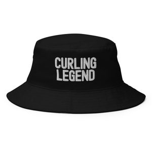 Curling Legend Bucket Hat | Funny Winter Sport Embriodered Bucket Cap | Unisex Summertime Gift