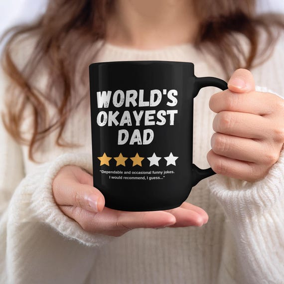 World's Okayest Dad | Black Glossy Double-sided Ceramic Coffee Mug