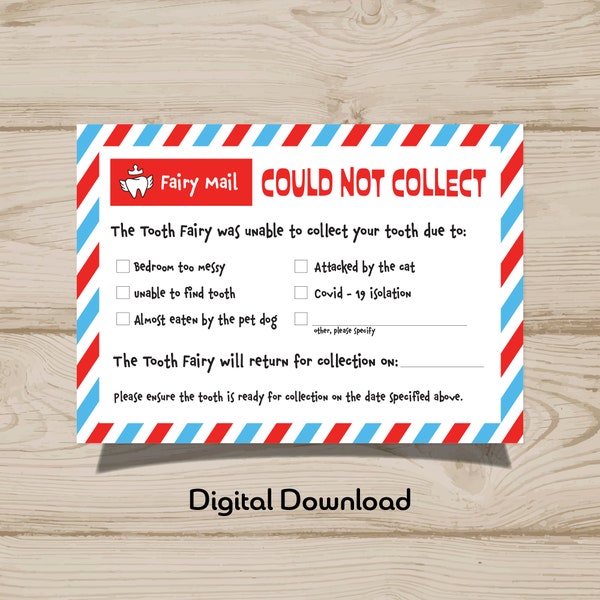 PRINTABLE Forgot the tooth fairy, Tooth Fairy Could not Collect card, Tooth Fairy apology letter, Tooth Fairy forgot letter