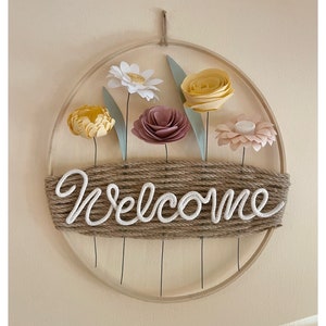 Ghirlanda Scritta Welcome, Family, Love, Home, corona porta, decorazione murale, arredo casa, cerchio fiori personaiizzabile, japandi