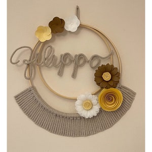 Fiocco nascita macrame’ bambino con nome personalizzato, ghirlanda nascita, cerchio nome cameretta, decorazione murale, baby shower