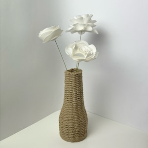 Vaso corda juta con fiori di carta, decorazione casa japandi, fiori origami