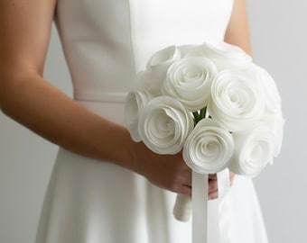 Ramo de novia, aniversario de bodas, ramo de flores de papel, ramo ecológico, ramo de rosas blancas