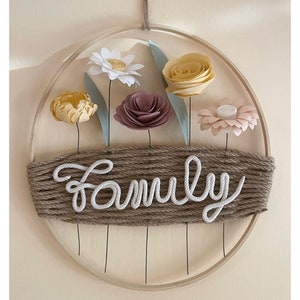Ghirlanda Scritta Family, Love, Home, Welcome, corona porta, decorazione murale, arredo casa, cerchio fiori personaiizzabile, japandi
