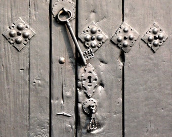 Lock & Key in Antigua Guatemala - Matted Photography Print | Door | Architectural Details | Guatemala | Black and Grey
