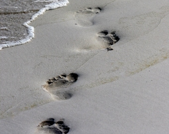 Footprints in the Sand -- Photography Print | Beach Photography | Matted Photo Print