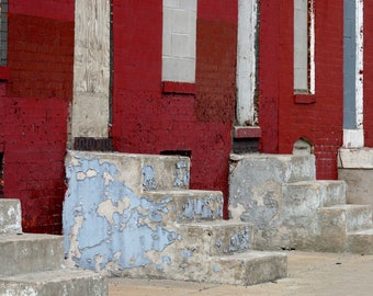 Baltimore Steps -- Urban Landscapes  | Cityscapes | Matted Photography Print | Baltimore | Maryland | Peeling Paint