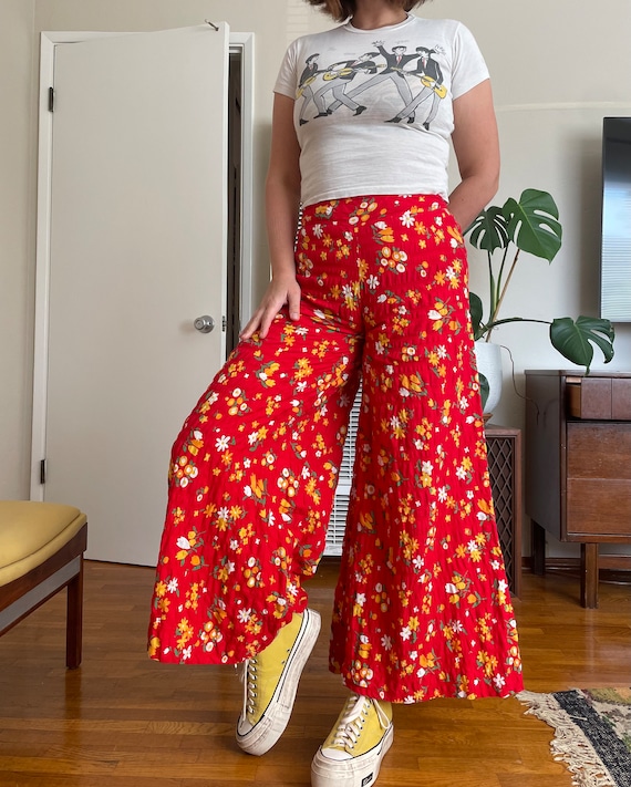 Amazing 1970s Vintage Floral Elephant Bell Flare Pants Etsy