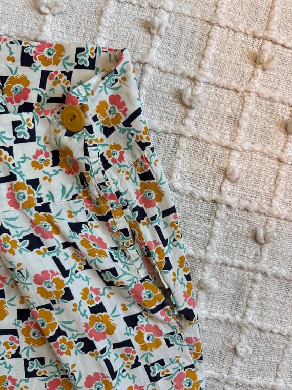1930s Vintage Cotton Beach Pajama Floral Pants wi… - image 5