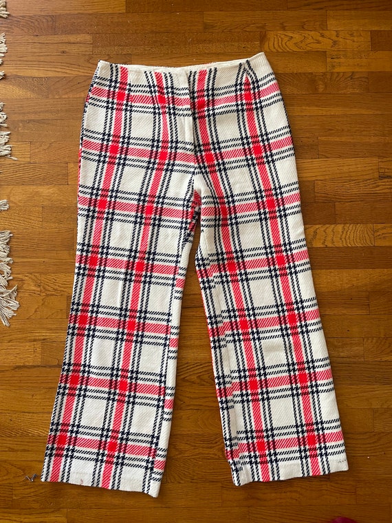1960s 1970s Vintage Plaid Flare Pants - image 4