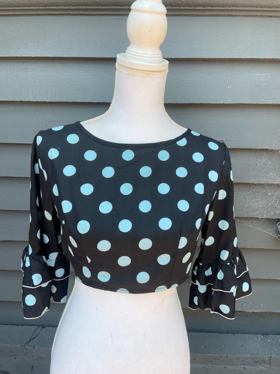Vintage 1960s Black Polka Dot Sequin Top