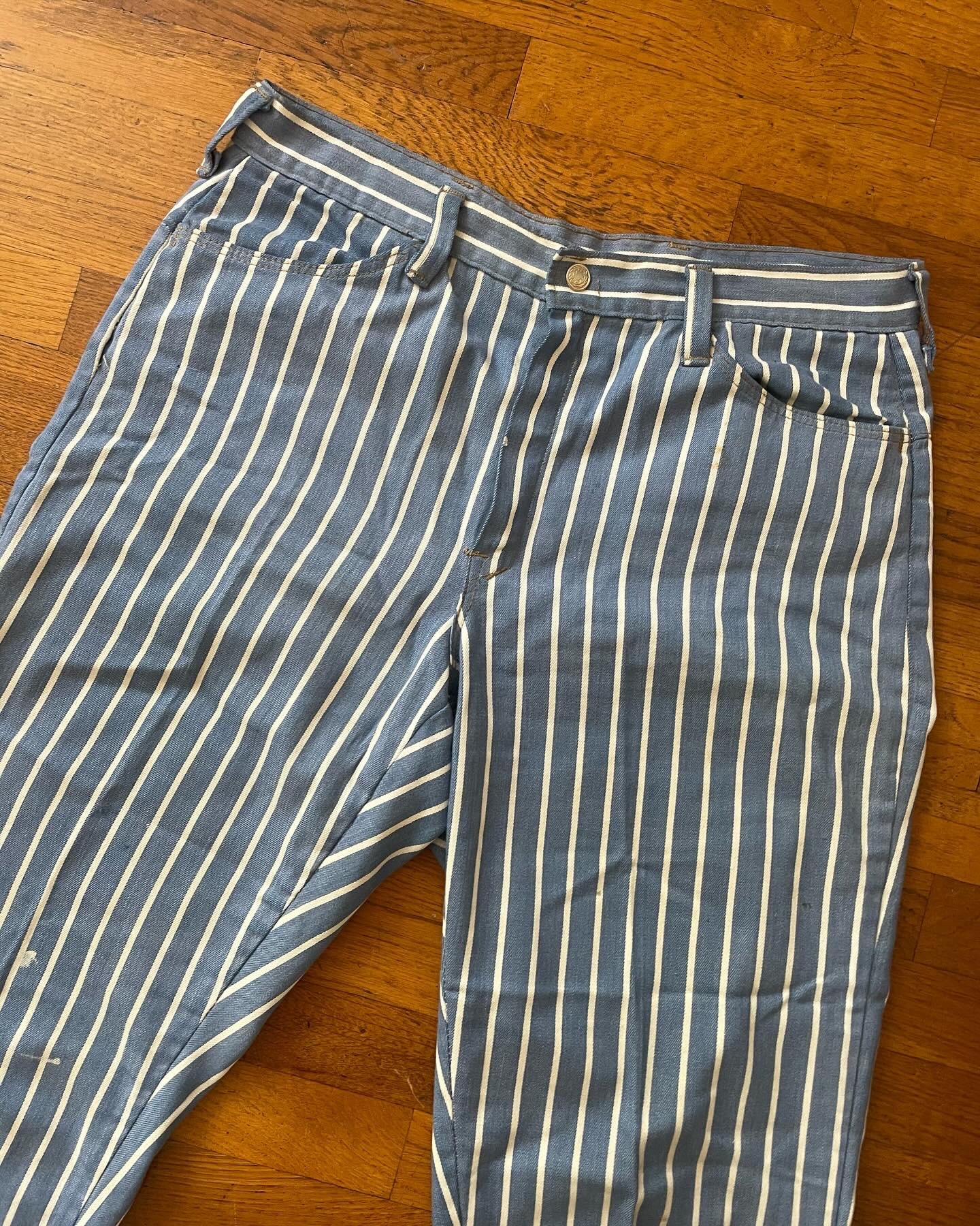 1970s Mens Flat Front Stripe Pants