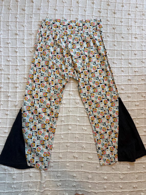 1930s Vintage Cotton Beach Pajama Floral Pants wi… - image 4