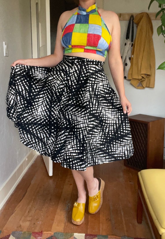 1950s Vintage Abstract Pattern Circle Skirt
