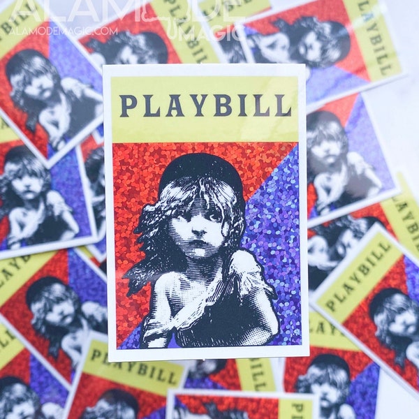 Les Miserables Glitter Vinyl Broadway Musical Playbill Sticker - 2"x3" Waterproof