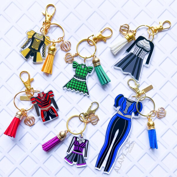 Six Musical Costume Acrylic Keychain Charms