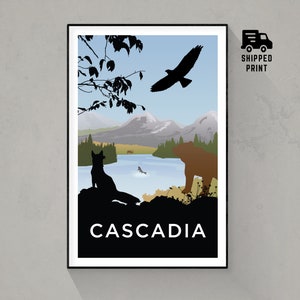 Cascadia, Board Game Poster Print, Minimalist Wall Art